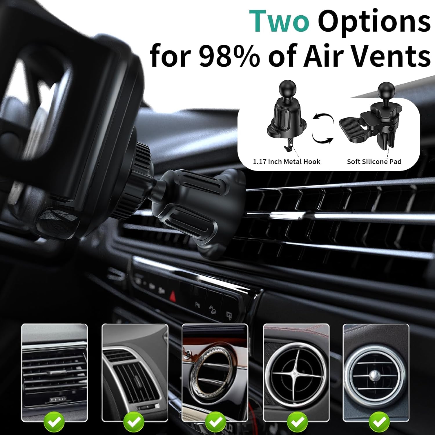 Wireless Car Charger Mount, 15W Dual Coil One-Touch Rotatable Car Phone Holder Wireless Charger for Samsung Galaxy Z Fold 7/6/5/4/3/2, Z Flip, S25/S24/S23/S22, Iphone, Car Charger Included